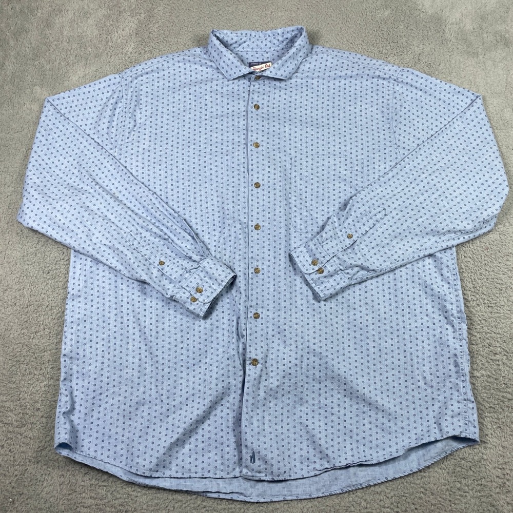 Johnnie-O Hangin Out Conrad Shirt Mens 3XLT Blue Chambray Floral Long Sleeve